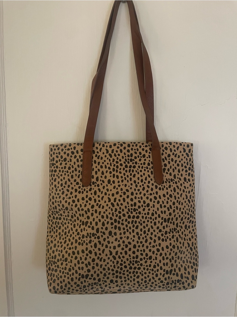 Universal Thread Leopard-Print Tote with Brown Straps